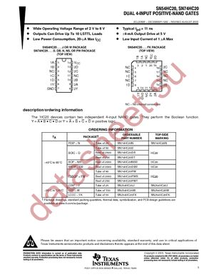 SN74HC20DTE4 datasheet  